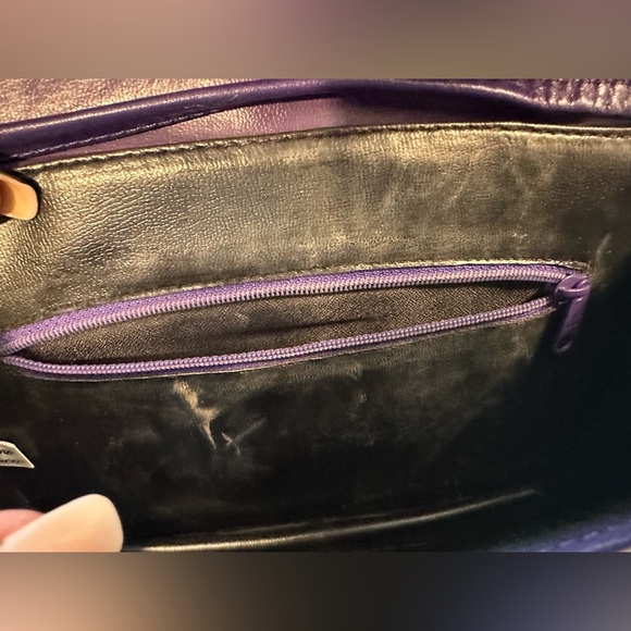 Vintage Musa Brazil Purple Genuine Leather Envelope Crossbody Clutch Bag 80s - Picture 9 of 10